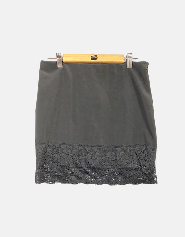Black Mini Skirt with Lace Hem